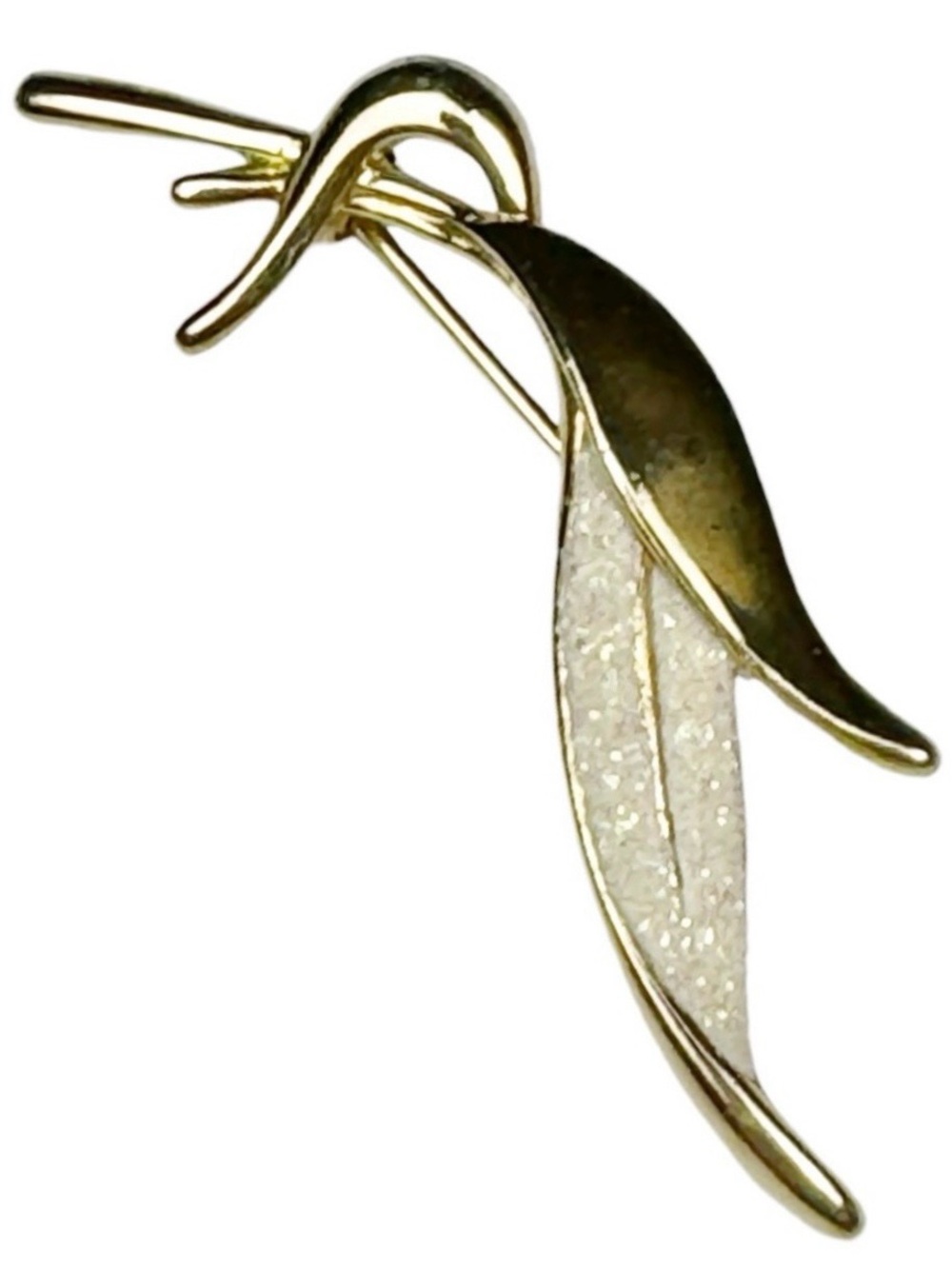 MCM Gold Textured Leaf Brooch